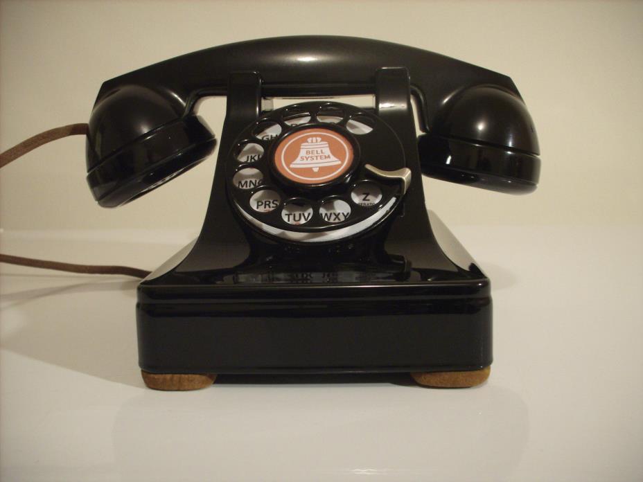Vintage 1940's Metal Body Western Electric 302 Rotary Phone, Cloth Handset Cord