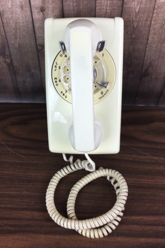 Vintage Beige  Bell System Western Electric 554 Rotary Wall Phone-