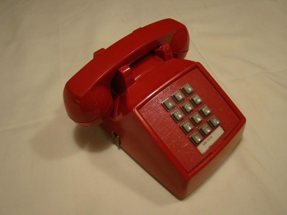 Vintage RED Push Button Touch Tone Telephone ITT Corporation Phone 1988