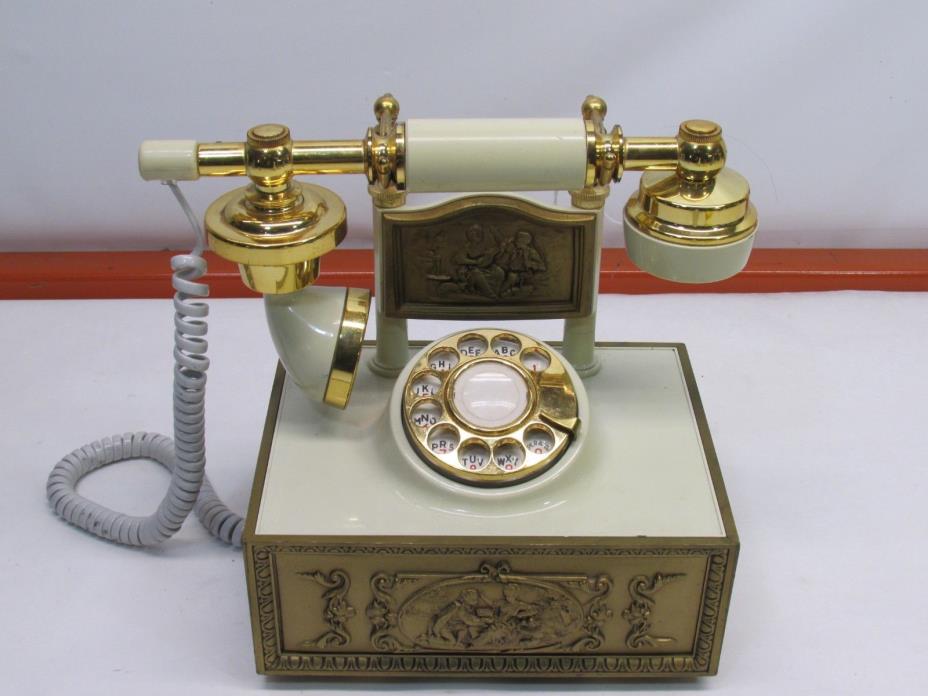 Vintage Western Electric French Style Rotary Phone Ivory Gold by Deco-Tel