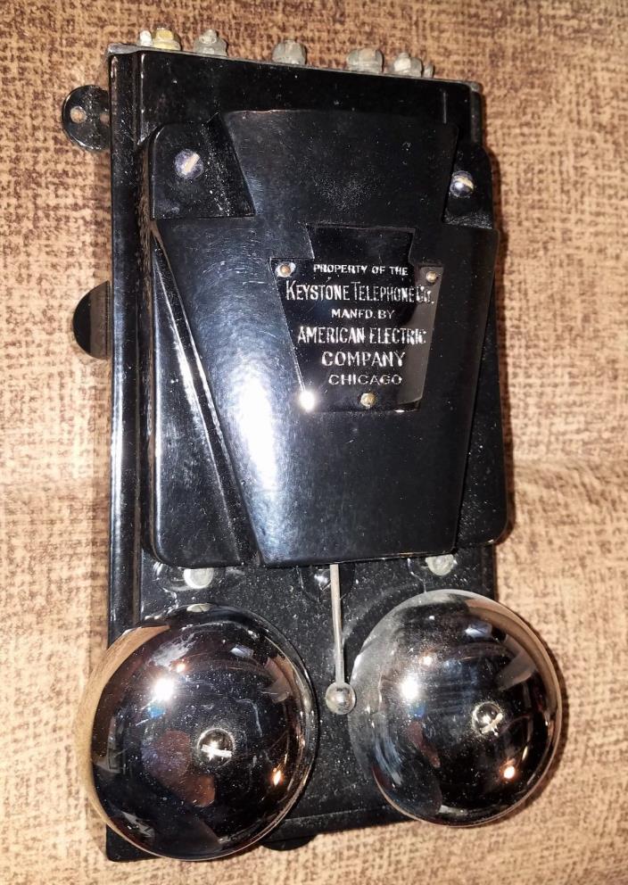 Antique Keystone Telephone Co. Philadelphia Metal Telephone Ringer Box ALL ORIG