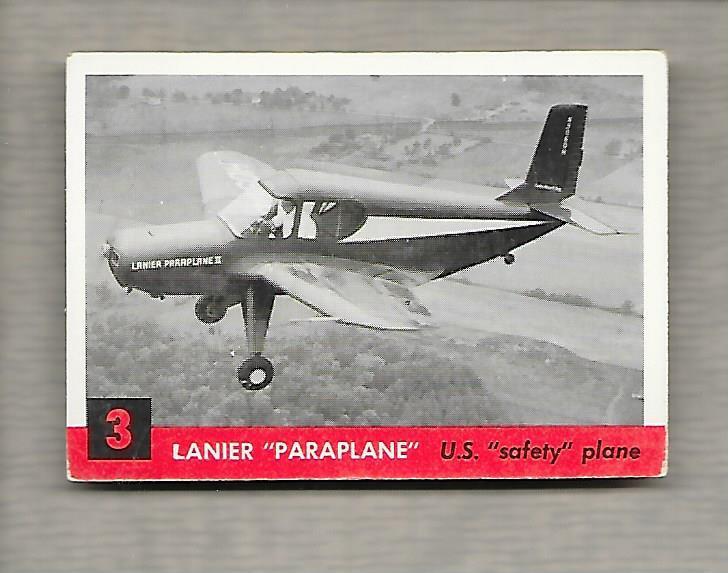 Topps Jets #3 Gum Card Lanier Paraplane1956 US Safety Plane g1185