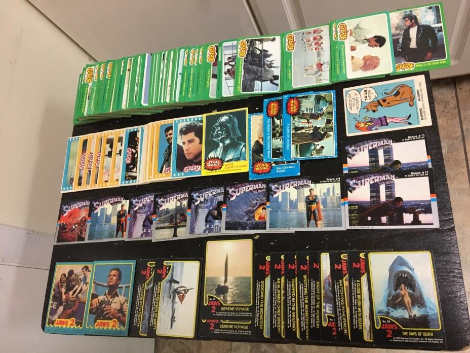HUGE LOT 1970S NON-SPORTS CARDS STAR WARS JAWS 2 SUPERMAN GREASE MR COTTER HAPPY