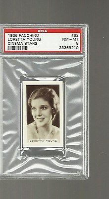 1936 FACCHINO CINEMA STARS #62   LORETTA YOUNG  PSA 8 NM/MT  2 HIGHER  RARE SET