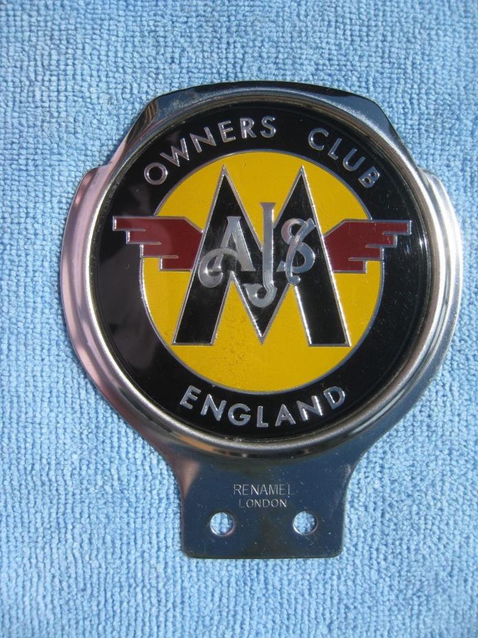 Vintage Renamel AJS Matchless Owners Club England Chrome Motorcycle Badge Emblem