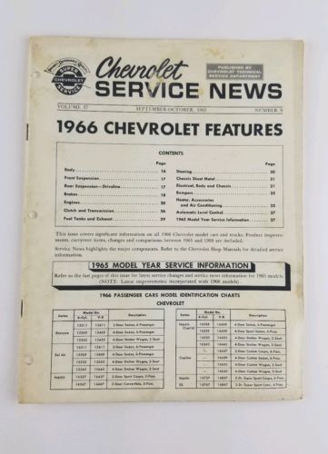 1965 CHEVROLET SERVICE NEWS AUTO INDUSTRY MECHANIC MAGAZINE. B24.