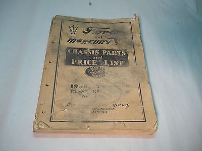 Old Ford & Mercury Chassis Parts Price List  1938 - 1941