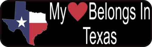 10x3 My Heart Belongs In Texas Bumper Magnet Vinyl Magnetic Signs State Magnets