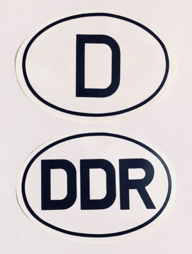 Germany D and East Germany DDR Vinyl Bumper Vehicle Stickers, 5” Ovals