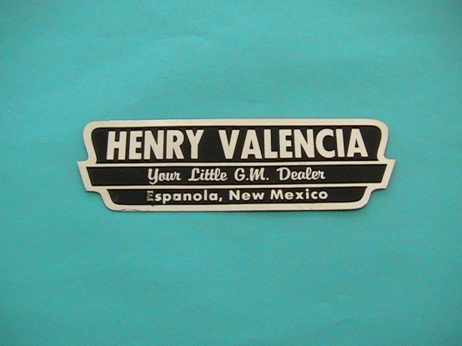 VINTAGE HENRY VALENCIA ESPANOLA NM GM CAR AUTO DEALER DECAL STICKER