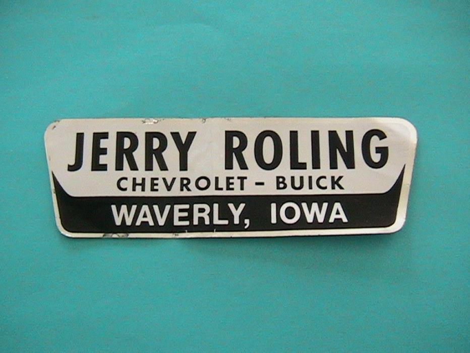 VINTAGE JERRY ROLING CHEVY BUICK WAVERLY IOWA CAR AUTO DEALER DECAL STICKER