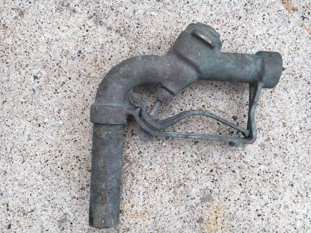 VINTAGE  MCDONALD straight  SPOUT BRASS GAS PUMP NOZZLE app. 2