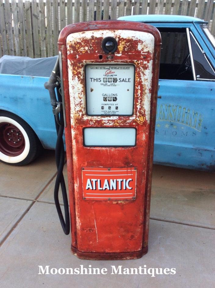 1950’s Atlantic Gasoline Gilbarco Gas Pump w/ Original Sign - Rustoration