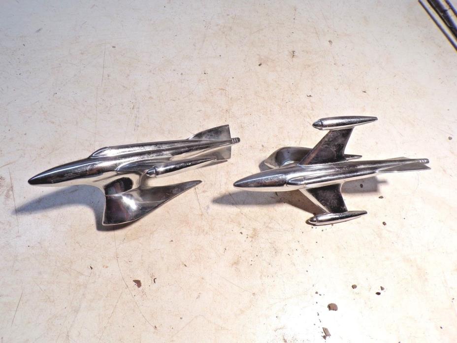 Good Pair 1950's Chrome Plated Airplane Automobile Car Fender Ornaments