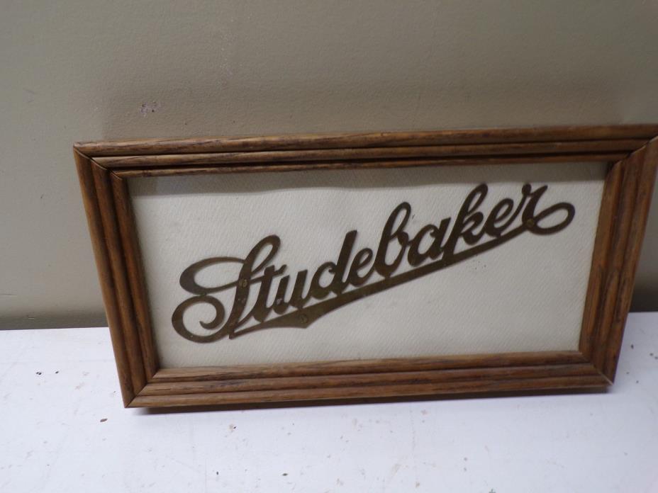 Early 1900's Brass Script Studebaker  Emblem from Automobile Radiator Framed