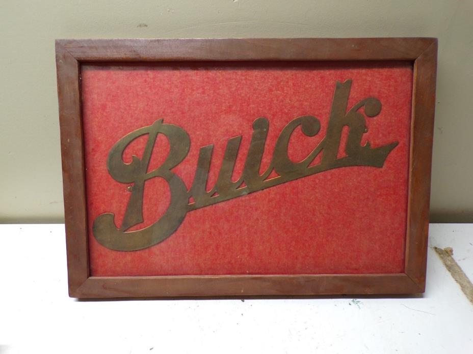 Early 1900's Brass Script Buick Emblem from Automobile Radiator Framed