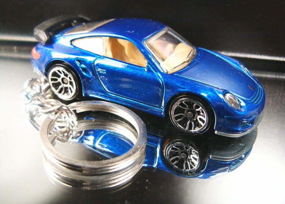 Blue Porsche 911 GT2 Key Chain Ring