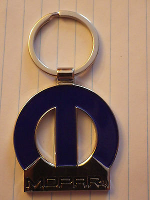 Chrysler Jeep Dodge Ram Mopar Key Chain Blue Circular Key Fob Ring Lanyard