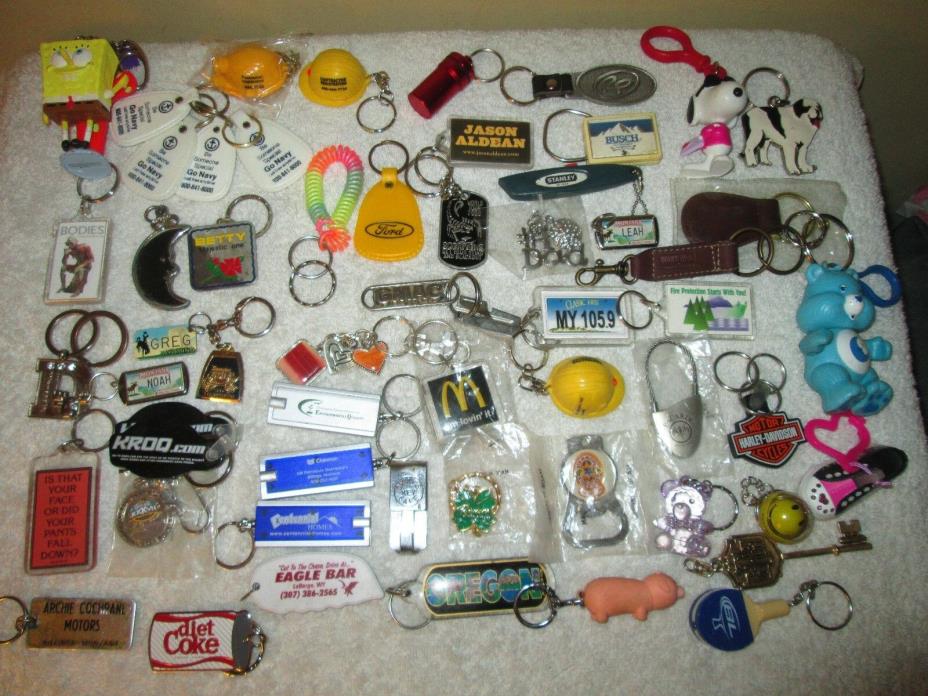 113 KEYCHAIN LOT SOME VINTAGE ADVERTISING AUTO COMIC OPENER DISNEY SNOOPY FOBS +