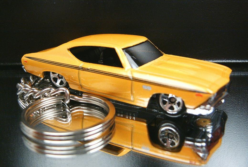 Yellow 1969 Chevelle SS Key Chain Ring