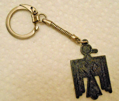 VINTAGE THUNDERBIRD METAL KEY CHAIN KEYCHAIN AMERICAN INDIAN TOTEM  #1