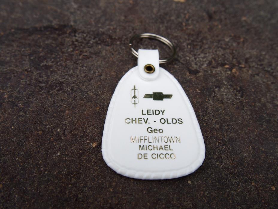 Vintage Leidy Chevrolet Oldsmobile Geo Dealer Key Chain Ring Mifflintown Pa