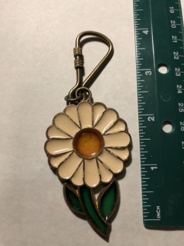 Vintage Stained Glass Style, Flower  Key Chain