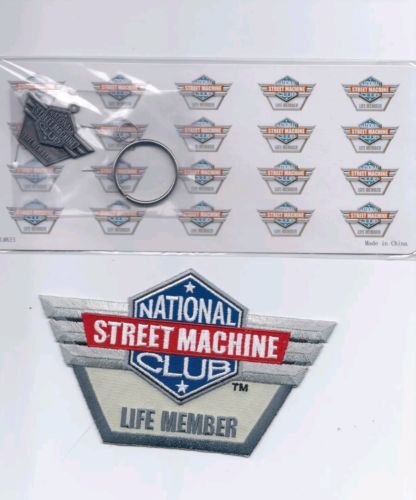 Collectible National Street Machine Club Life Member Patch and Pewter Key Chain