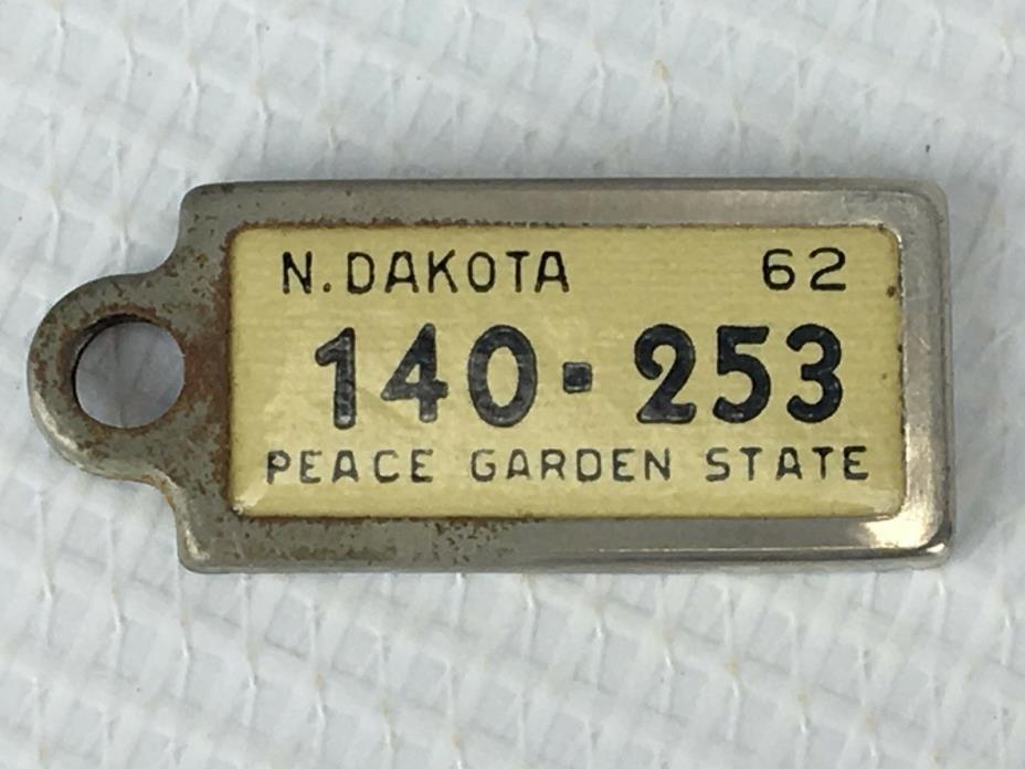Vintage 1962 DAV  License Plate Keychain Tag - North Dakota