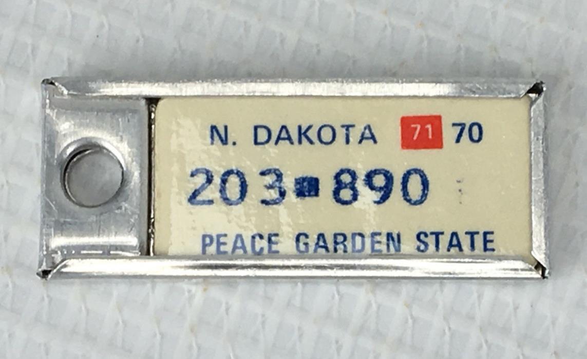 Vintage 1970/71 DAV  License Plate Keychain Tag - North Dakota