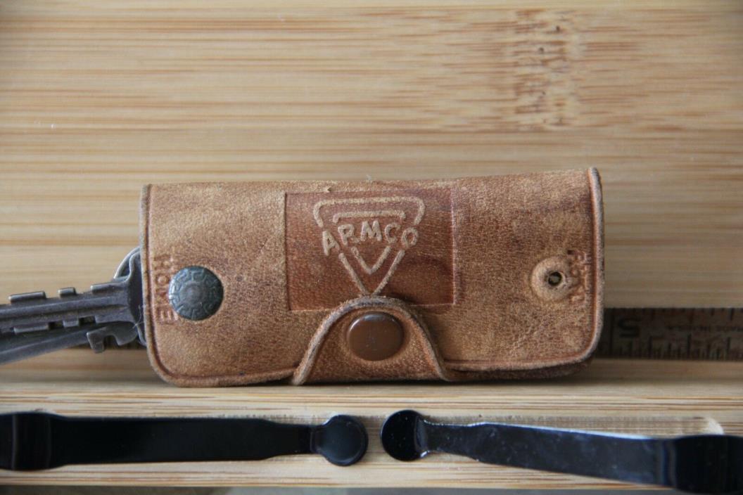 Vintage Keychain Key Chain Springfield Illinois IL ARMCO Drainage leather !!!