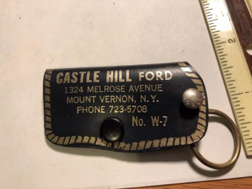 VINTAGE FORD-MERCURY DEALER LEATHER KEY Holder Castle Hill Ford Mount Vernon NY