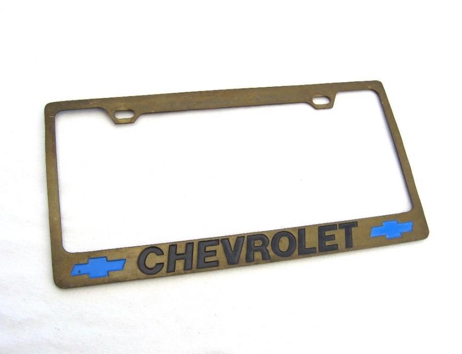 Old Chevrolet Truck Camaro Chevelle Nova Impala Aged Brass License Plate Frame