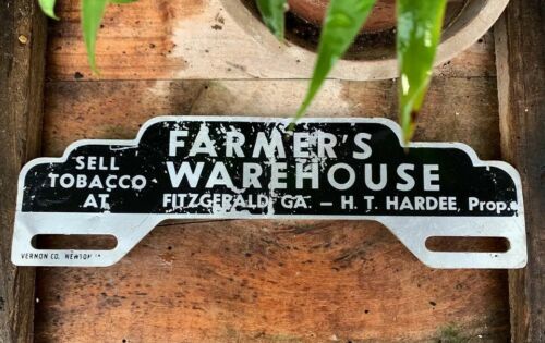 Vintage Farmers Warehouse Fitzgerald Georgia License Plate Topper Tobacco Vernon