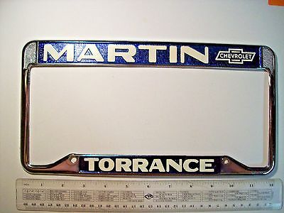 COOL 1960's/1970's Metal Martin Chevrolet Torrance CA License Plate Frame