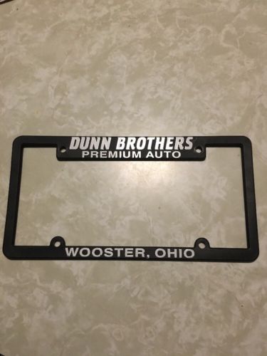 VINTAGE DUNN BROTHERS AUTO DEALER LICENSE PLATE FRAME WOOSTER OHIO