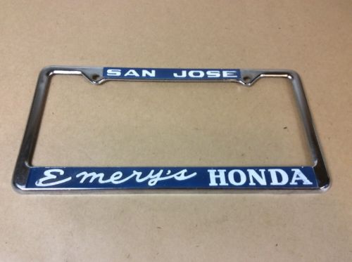 RARE  ( SAN JOSE)  EMEREYS HONDA CAR DEALER-LICENSE PLATE FRAME-VINTAGE