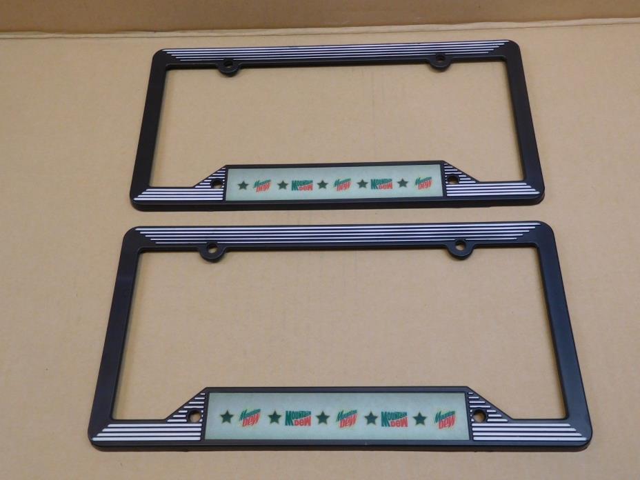 Pair of Vtg Mountain Dew Plastic License Plate Frames Frame NOS Excellent Cond