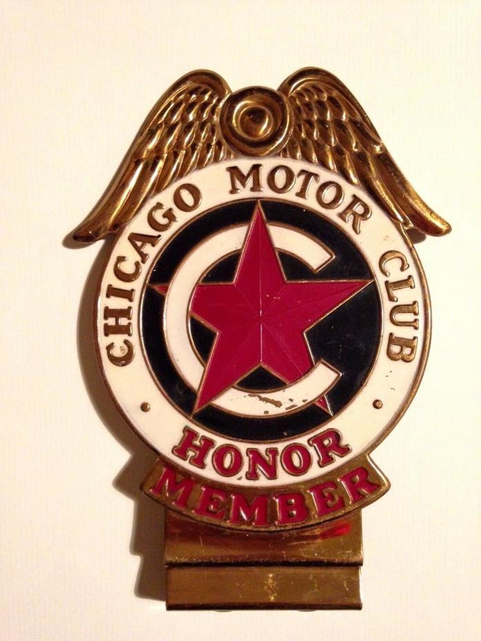 RARE EARLY CHICAGO MOTOR CLUB BRASS LICENSE PLATE TOPPER