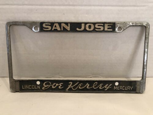 Vintage License Plate Frame “San Jose Joe Kerley Lincoln Mercury” Used Condition