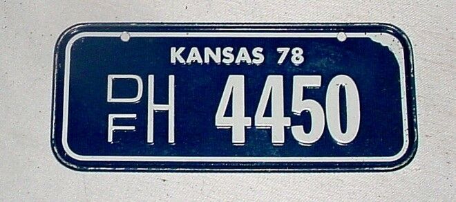 1978 Mini State LICENSE PLATE • KANSAS • Cereal Bicycle
