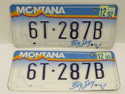 Montan License Plate Pair 6T-287B Embossed 