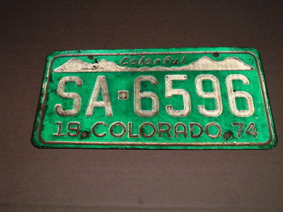 1974 Colorado License Plate Tag SA-6596