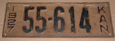 1927 Kansas License Plate 55-614 Car Tag