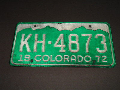 1972 Colorado License Plate Tag KH-4873
