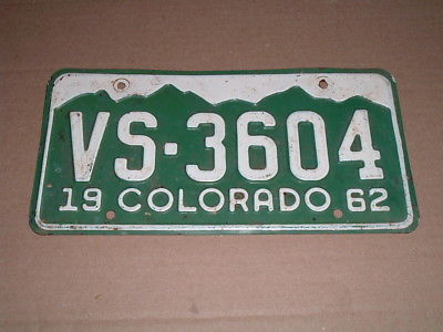 1962 Colorado License Plate Tag VS-3604