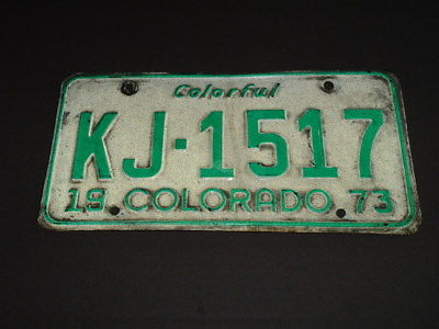 1973 Colorado License Plate Tag KJ-1517