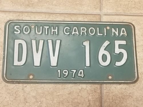 Vintage License Plate Tag South Carolina 1974 DVV 165