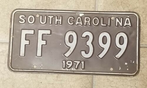 South Carolina License Tag Plate 1971 FF 9399