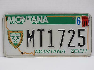 Single Montan License Plate MT1725 Montana Tech Specialty Plate De Re Metallica